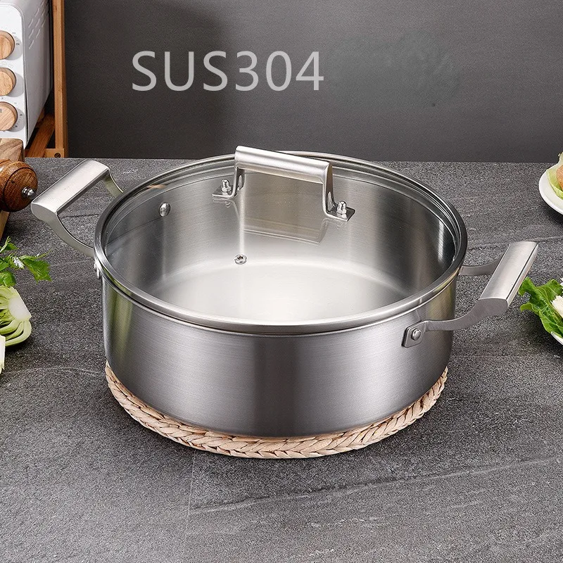 

304 Stainless Steel Hot Pot German Five-layer Steel Hotpot European Style Soup Pot Shabu Shabu Pot Chinese Pot Ramen Pot