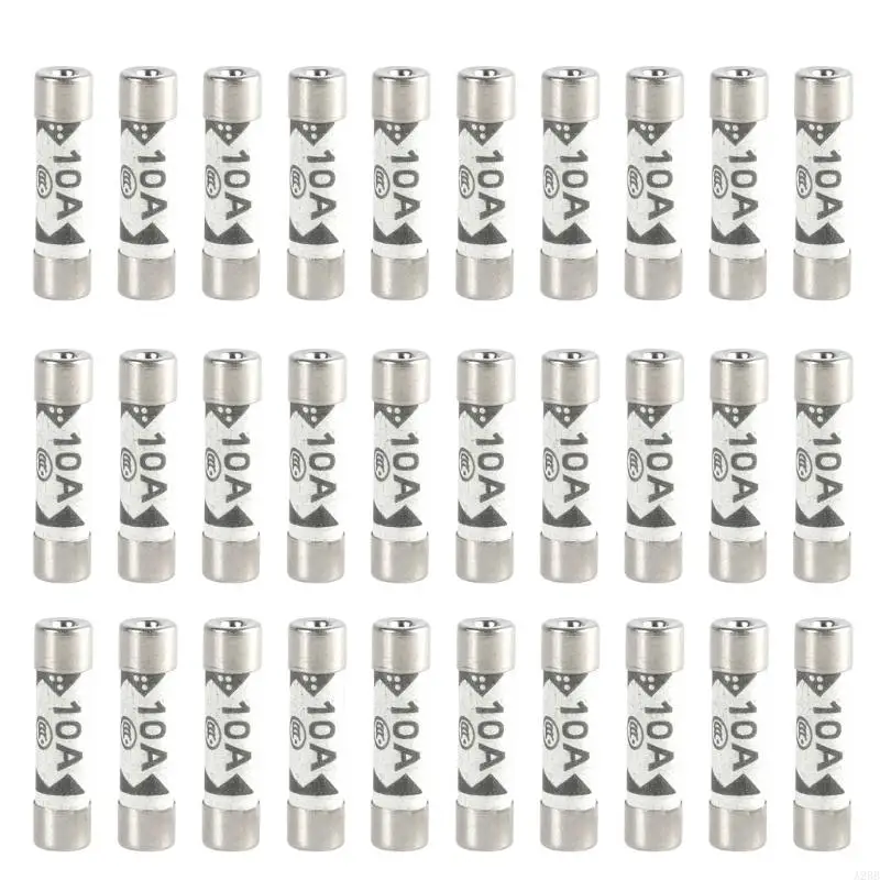 30pcs UK Standard 10A Fuses Ceramic Tube Fuses Mains Plugs Top for Home Use A2BB