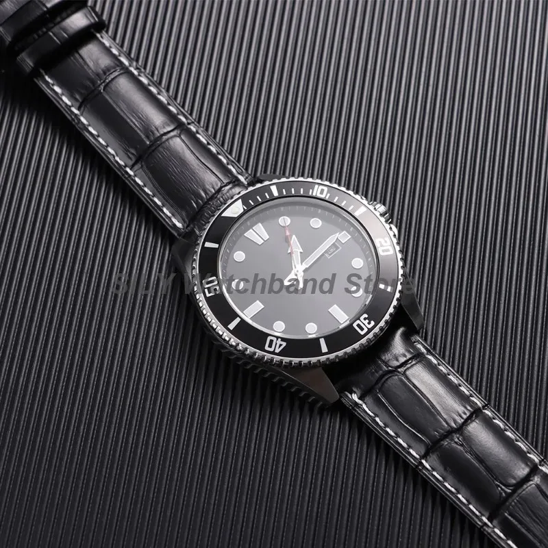 Elegant Leather Cowhide Watch Band with Butterfly Buckle - Business Bracelet Style