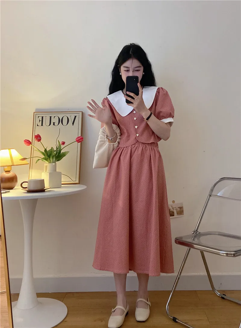 Aesthetic Korean Dress Long Sleeve Dewlily Puff Sleeve Dress Korean Fashion  For Teens, 20s, 30s Asymmetrical