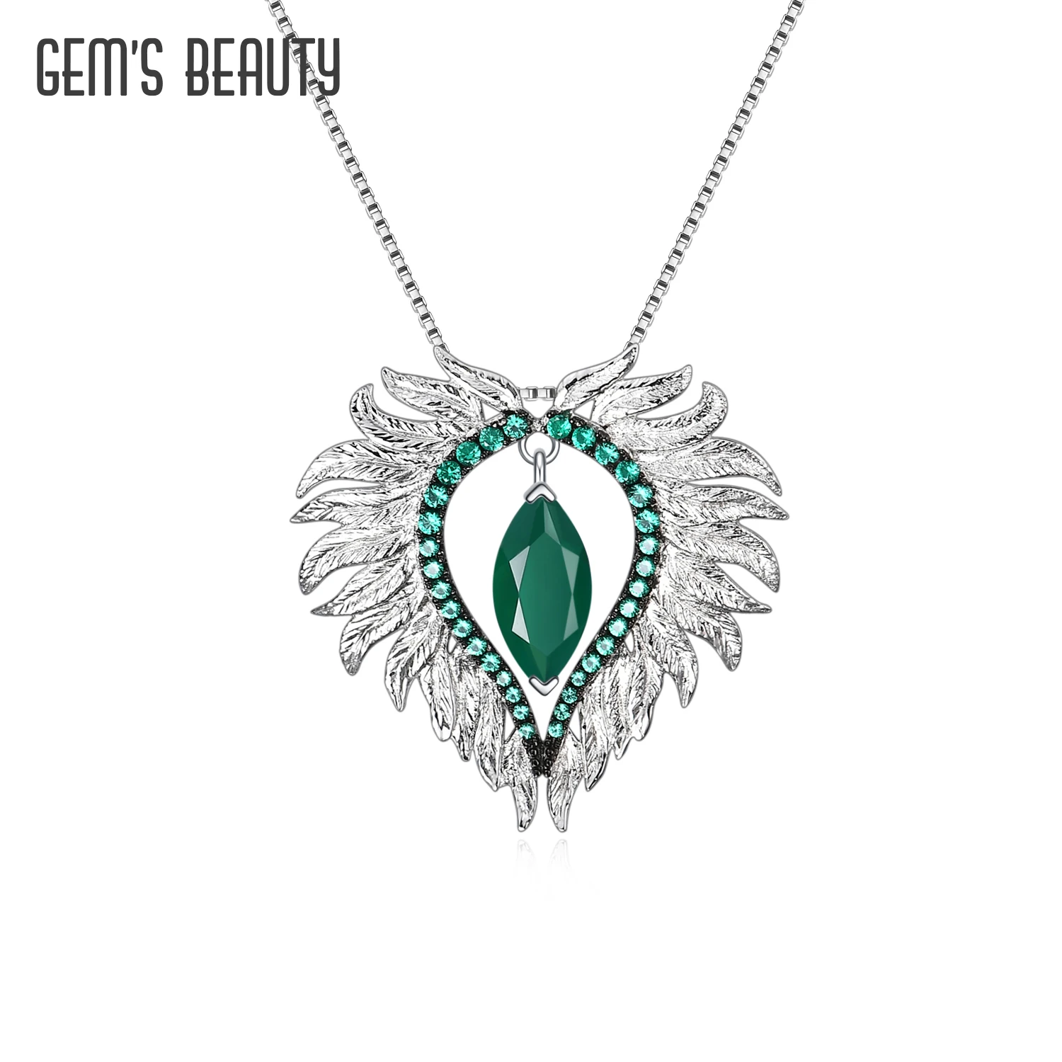

GEM'S BEAUTY Angel Wings Feather Pendant 925 Sterling Silver 45cm Chains And Necklaces For Women Luxury Jewelry 2022 Trend New