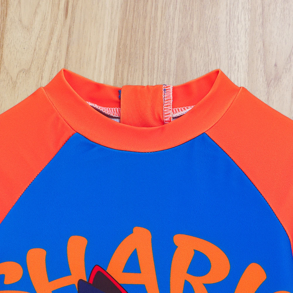 Toddler Baby Boys Swimwear One Piece Swimsuit Water Sport Surfing Swim Shirt Lovely Cartoon Shark Prints Bathing Suit 3