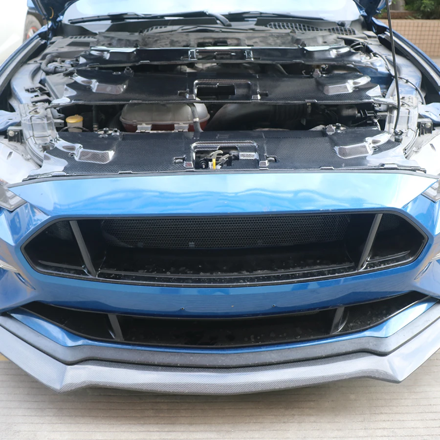 Carbon Fiber Engine Compartment Cooling Plate For Ford Mustang 2.3T 5.0 2015- Replace Water Tank Radiator Cover Accessories