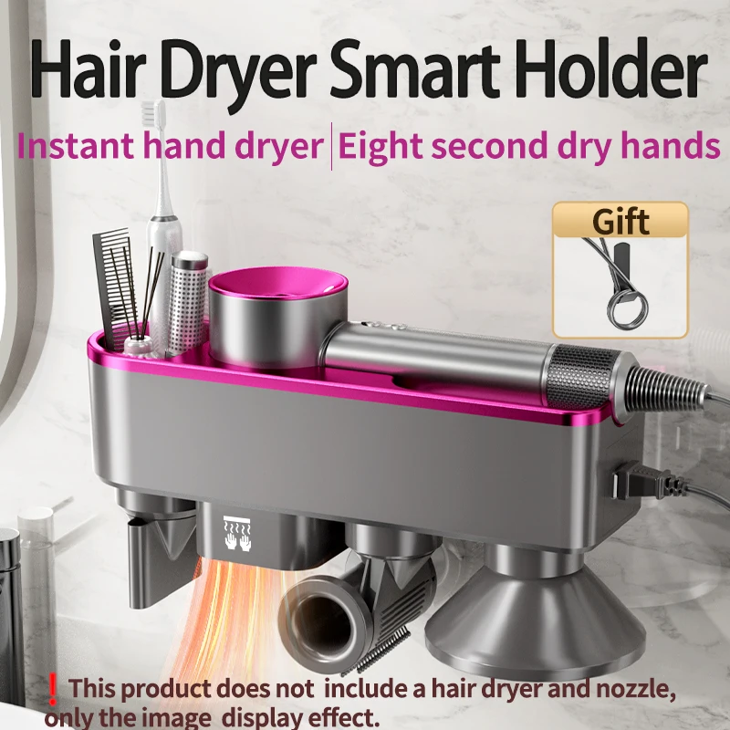 Hair Dryer Holder, Blow Dryer Hanger Wall Mount Compatible for Dyson Supersonic and XIAOMI, H501, Automalic Hand Drying 2