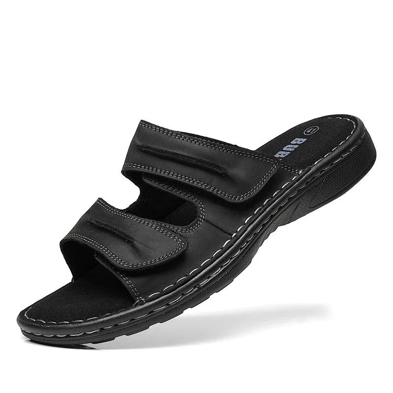 First-Layer Cowhide Men's Sports Sandals, Open-Toe Outdoor Non-Slip Sandals, Casual Men's Shoes, Outdoor Fashion Beach Shoes, Li