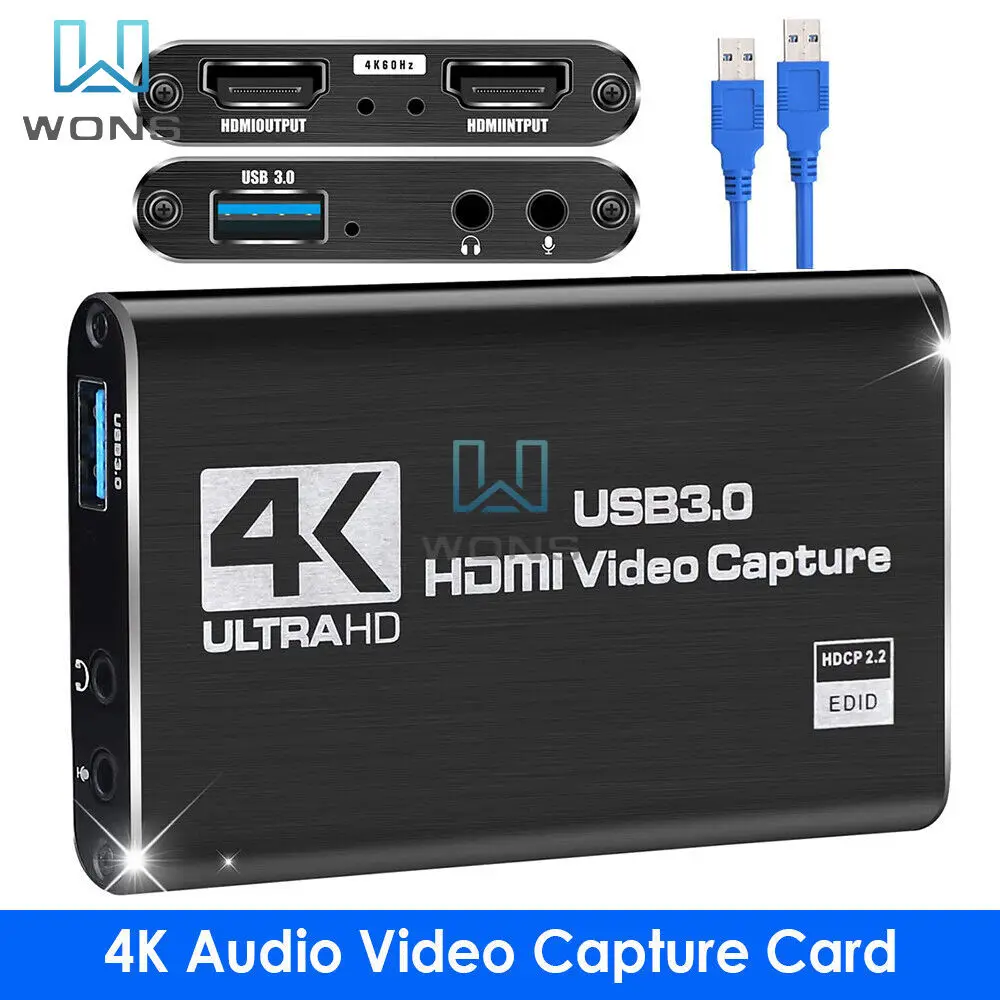 4K Video Capture Card USB 3.0 1080P 60fps HDMI Audio Video Capture Device  Portable Video Converte