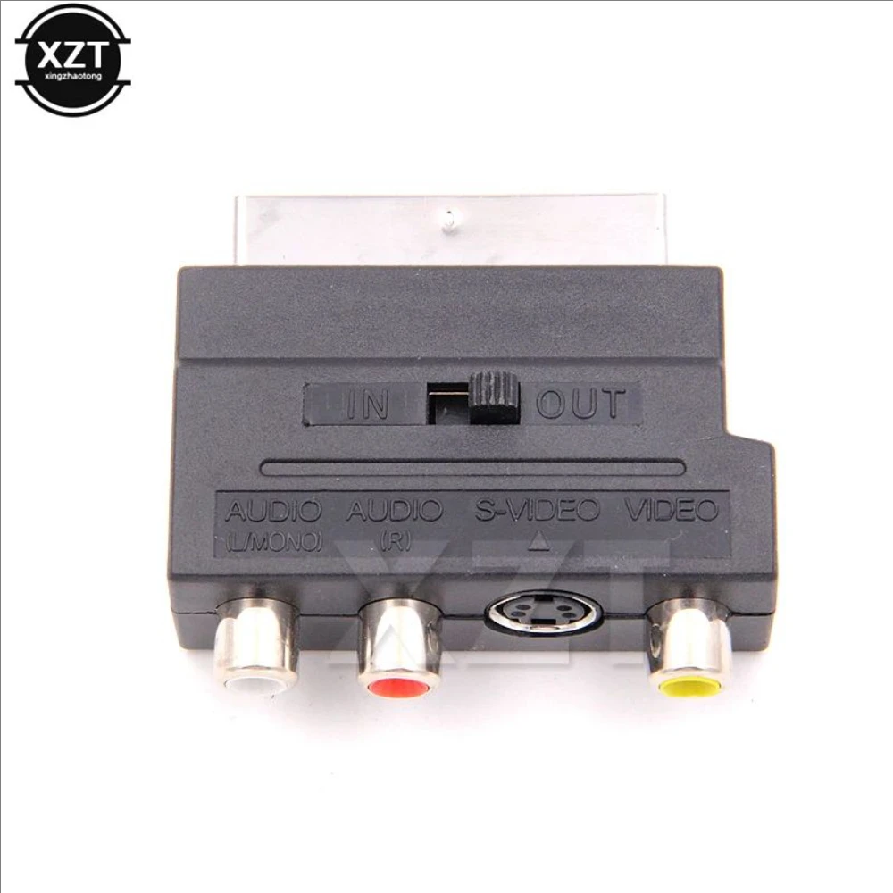 High Quality 21 Pin RGB Scart To 3 RCA S-Video AV TV Adapter RGB Scart to Composite Audio Adapter Connector Television Projector - 5