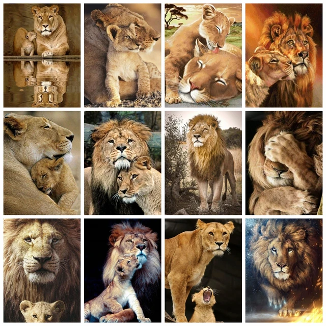 Large Size Diamond Painting Wild Tiger African Lions Couple Diamond Art  Animals Embroidery Diy Cross Stitch Mosaic Home Decor Gi - AliExpress