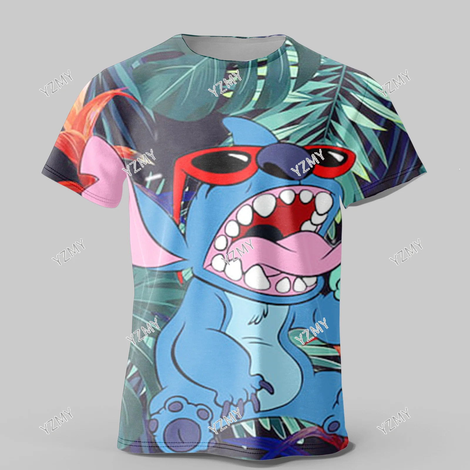 2024 Disney Stitch T Shirt Boys Girls Costume Cartoon Kids 3D Print Adult Kids Short Sleeve T Shirt 5