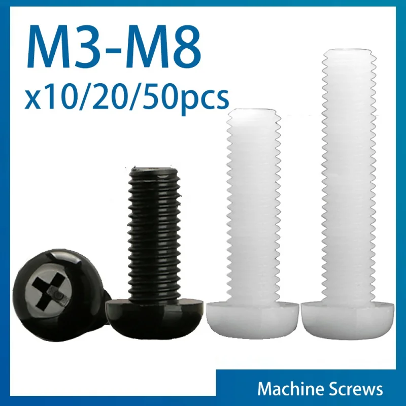 Lot De 20 Vis À Métaux Cruciformes En Plastique M5 X 20 Mm Avec Écrous