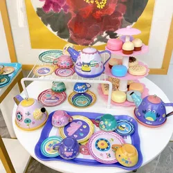 New Kids Simulation Tea Set Girl Kitchen Teapot Play House Tinplate Afternoon Tea Set Interest Development Early Education Toy