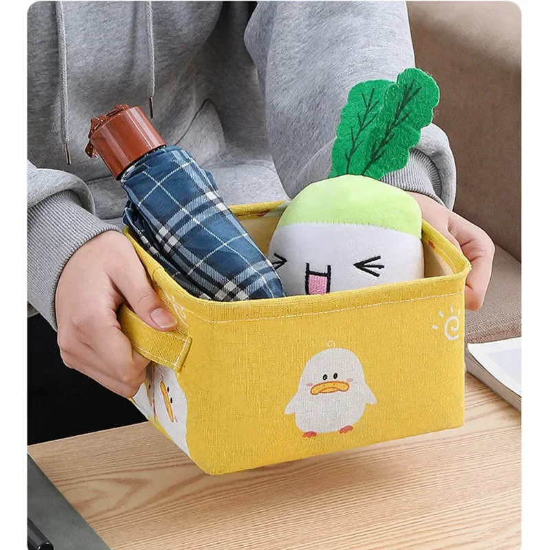 Desktop Storage Box Household Cosmetics Snack Books Sundries Drawer Storage Organizer Box Dormitory Fabric Storage Basket 4