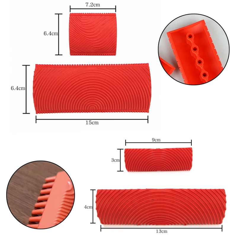 2Pcs Rubber Roller Brush Painting Tool for Home Decoration DIY Wall Art