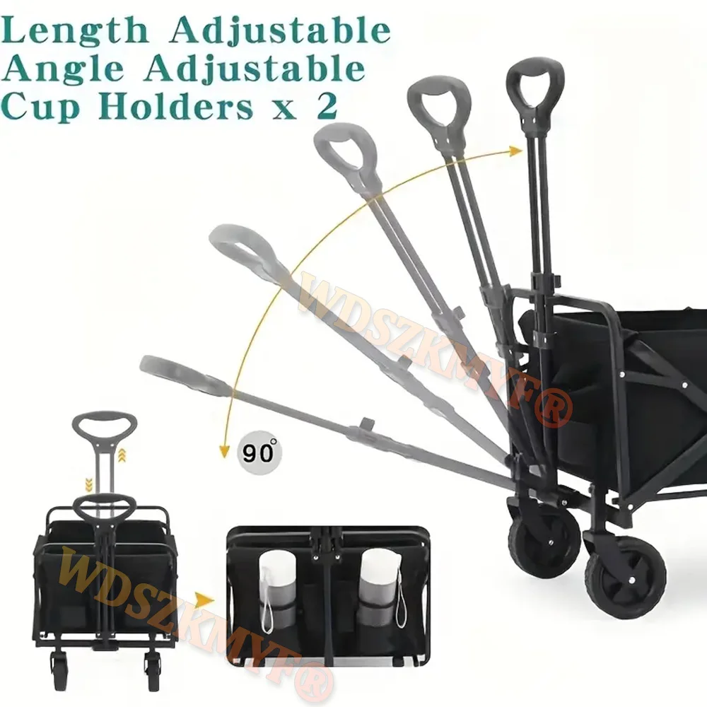 Large Capacity Collapsible Folding Utility Beach Cart Wagon Heavy Duty Fold Wagon Ourdoor Trolley Portable Garden Camping Cart 4