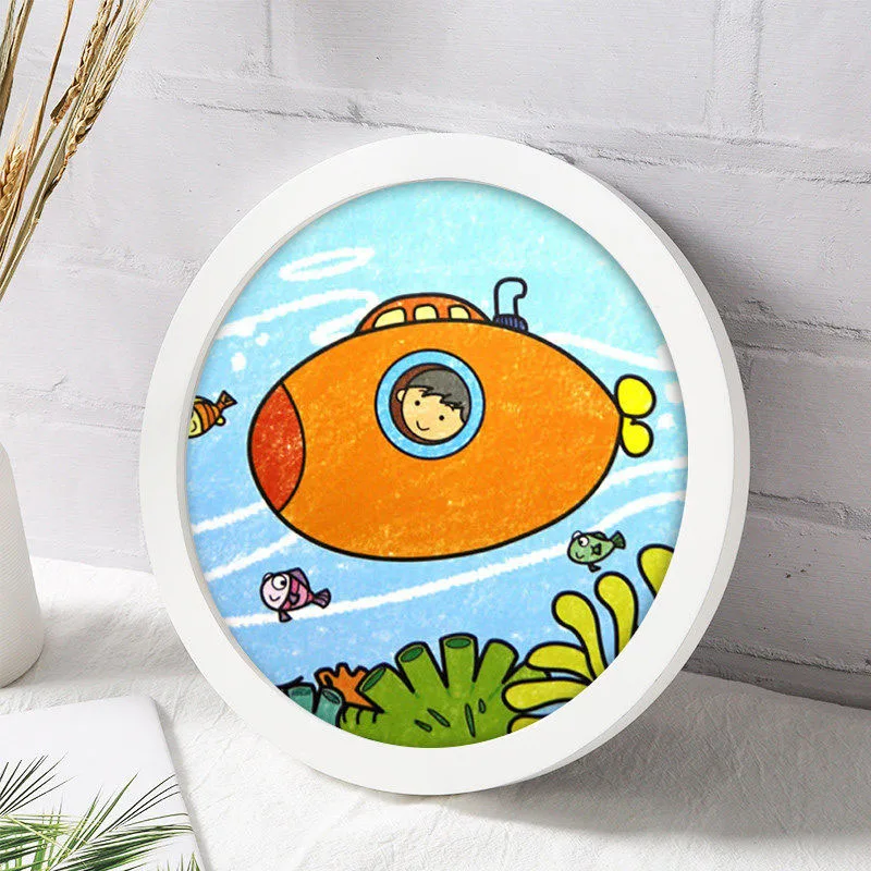 Round Wooden Picture Frames Creative Gift DIY Wall Hanging Wood Picture  Holder Wall Mounted Photo Frame