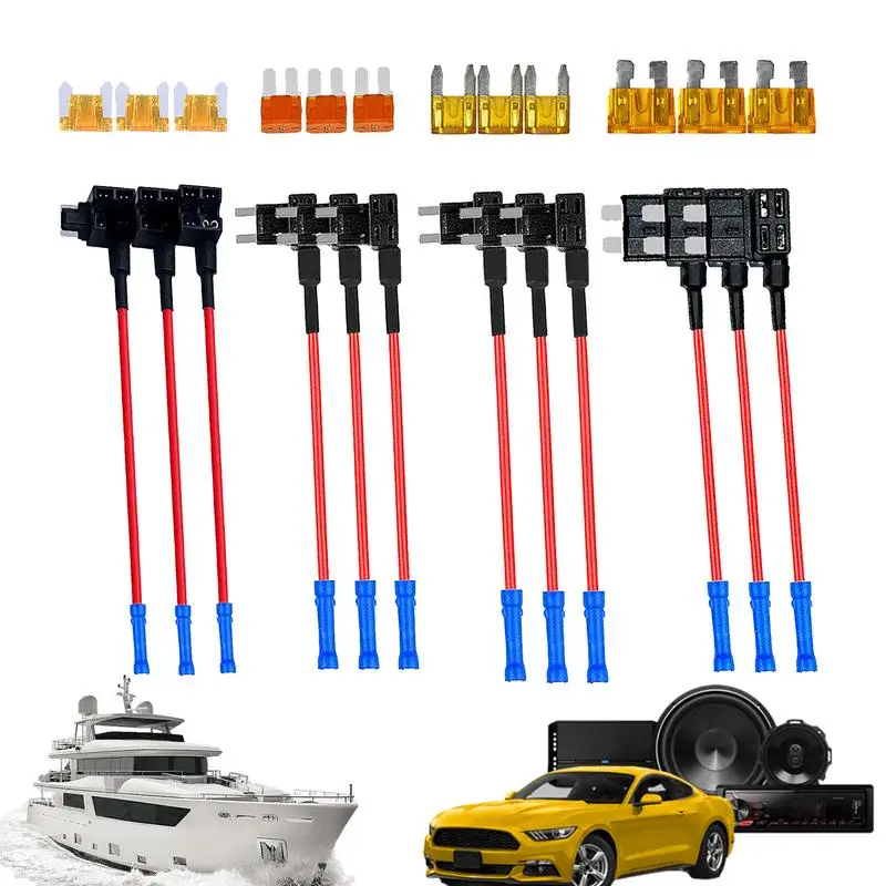 Kit Portafusibili 24 Pezzi Fusibile Connettore Fusibile Adattatore Per Rubinetto Con Fusibili Supporti A Doppio Slot Add-A-Circuit Per Auto Camion Suv