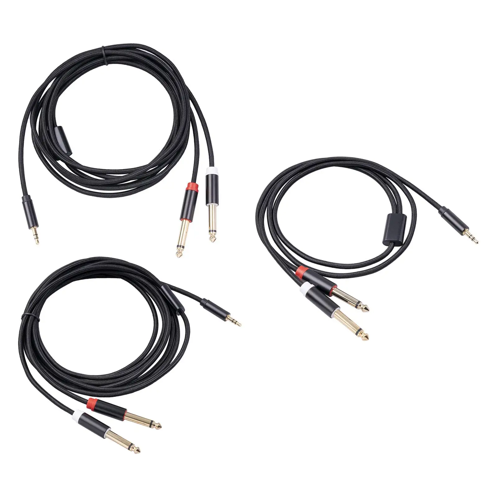 3.5mm Stereo Jack Plug to 2 x 6.35mm Mono Audio Cable .5mm 1/8 TRS Male to  2x 6.35mm 1/4 TS Male Stereo Jack Male to Male Plug