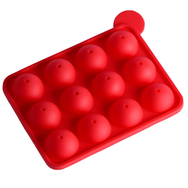 12 Lyukú Szilikon Torta Penészgolyó Alakú Nyalóka Csokoládé Sütés Jégkocka Gyártó Jég Tálca Bot Szerszám - Image 3