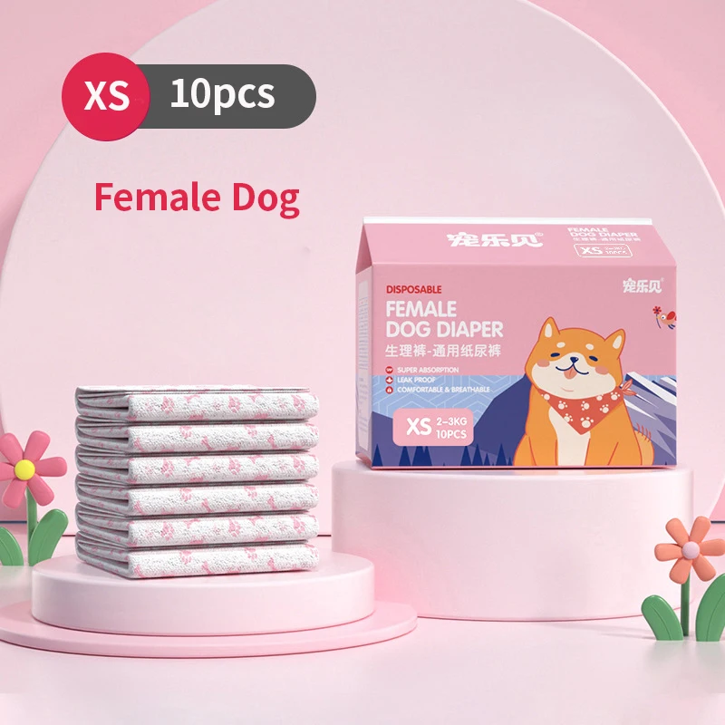 10-Pack Disposable Dog Diaper Pants - Adjustable, Leakproof, Breathable, and Safe