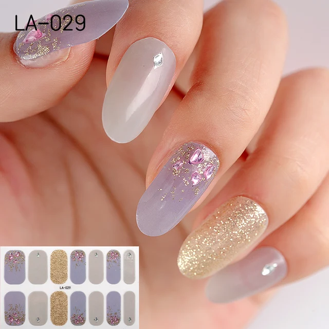 22tips Korea Toe Nail Sticker Wraps Adhesive Decals Toenail Polish Strips DIY Pedicure Foot Decals Manicure Women LA-029(14Tips)