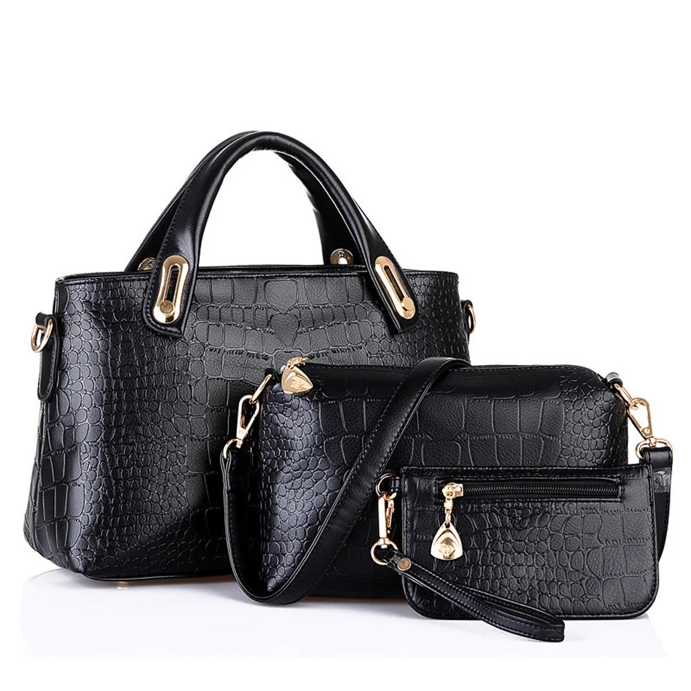 

3PC Bag Set For Women Luxury Handbags Handbag Shoulder s Tote Purse Leather Ladies Messenger Hobo Beach Bolso Mujer