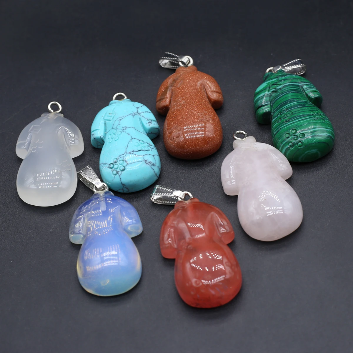5PCS Wholesale Natural Semiprecious Stone Random Color Qipao Pendant Jewelry Making DIY Necklace Earrings Accessories Gift