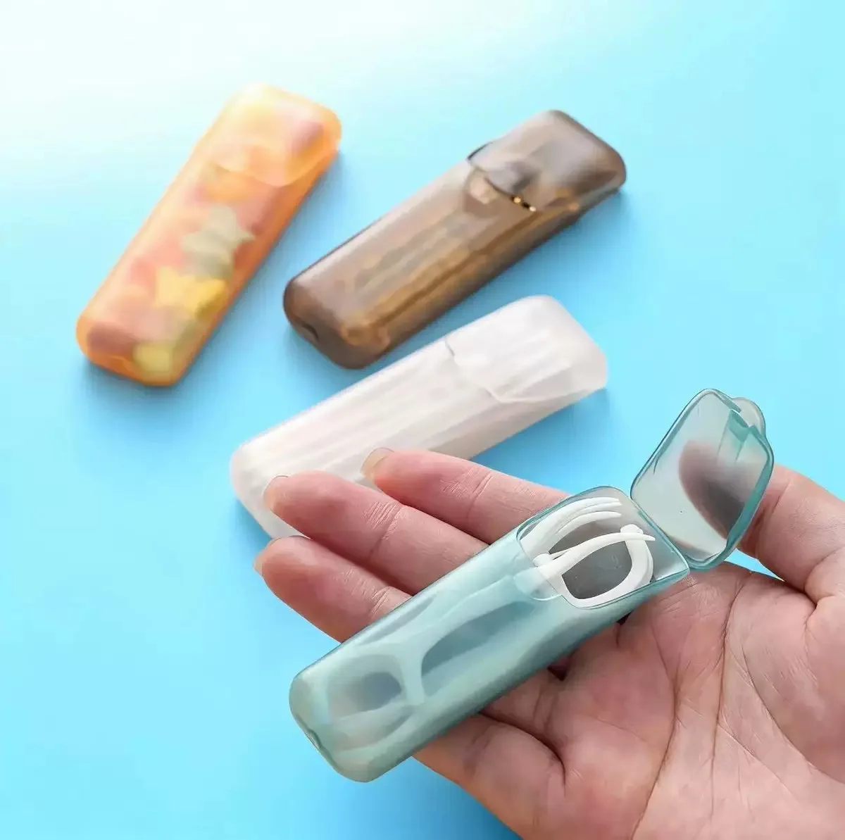4PCS 미니 휴대용 보관함 작은 부품 정리함 여행용 이쑤시개 치실 약 보관함 및 보석 보관함