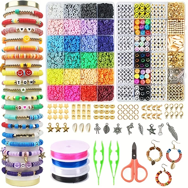 Rainbow cor argila contas para fazer jóias, pulseira fazendo kit, acessórios, diy, suprimentos artesanais, 24 box