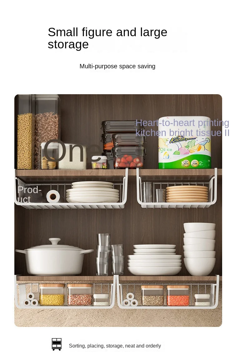 Metal Iron Kitchen Organizer Shelf Cabinet Hanging Basket Rack Desk Cabinet Storage Rack Under Table Hanging Mesh Basket