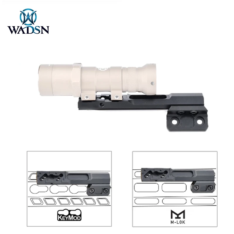 

M-LOK Keymod Rail Offset Adaptive Picatinny Lights Mount Airsoft Rifle Surefir M300 M600 Weapon Flashlight Base Mount