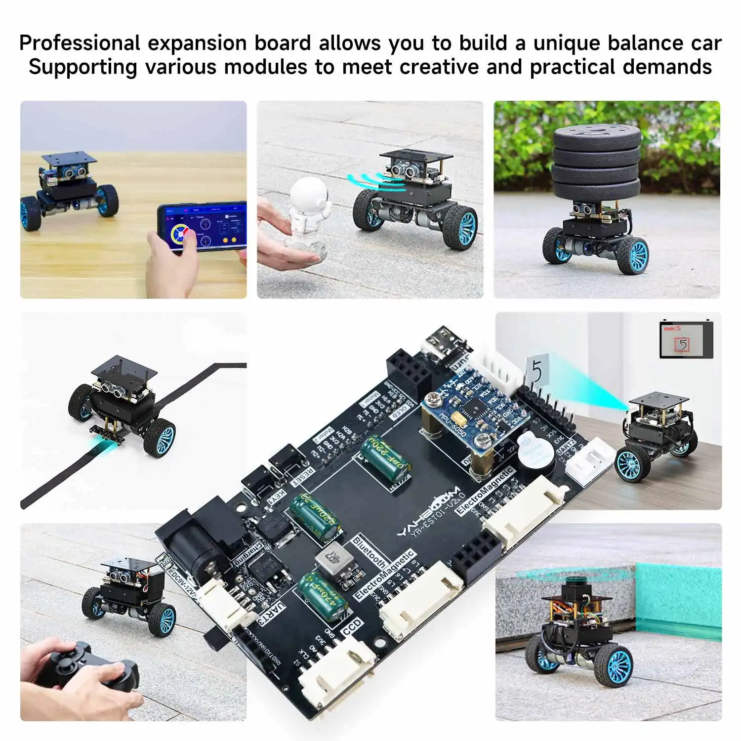 Yahboom STM32 Robot Driver Board Parts STM32F103RCT6 Original Chip with Multiple Expansion Interfaces Supports WIFI Bluetooth