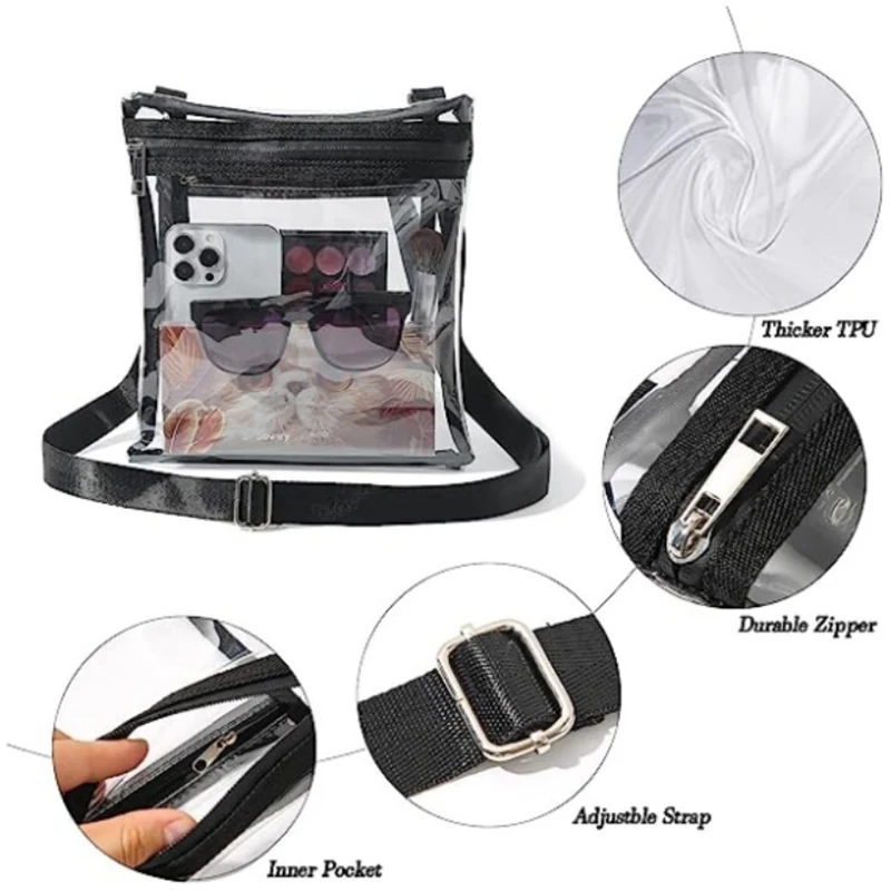 PVC Women's Bags Cosmetic Bag Portable Large Capacity Waterproof Travel Wash Bag Transparent Shoulder Crossbody Bag