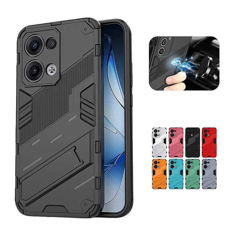 Shockproof Armor Phone Case with Car Magnetic Stand and Protective Back Cover
