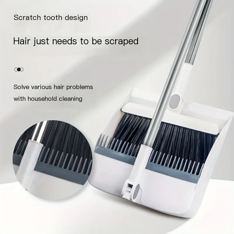 3-in-1 Rotatable Foldable Magnetic Broom and Dustpan Cleaning Set with Super Thick Bristles for Household Pet Hair Removal 6