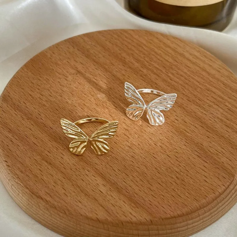 Geometric Handmade Butterfly Ring for Women Silver Color Silver Color Irregular Minimalist Rings Jewelry Gifts