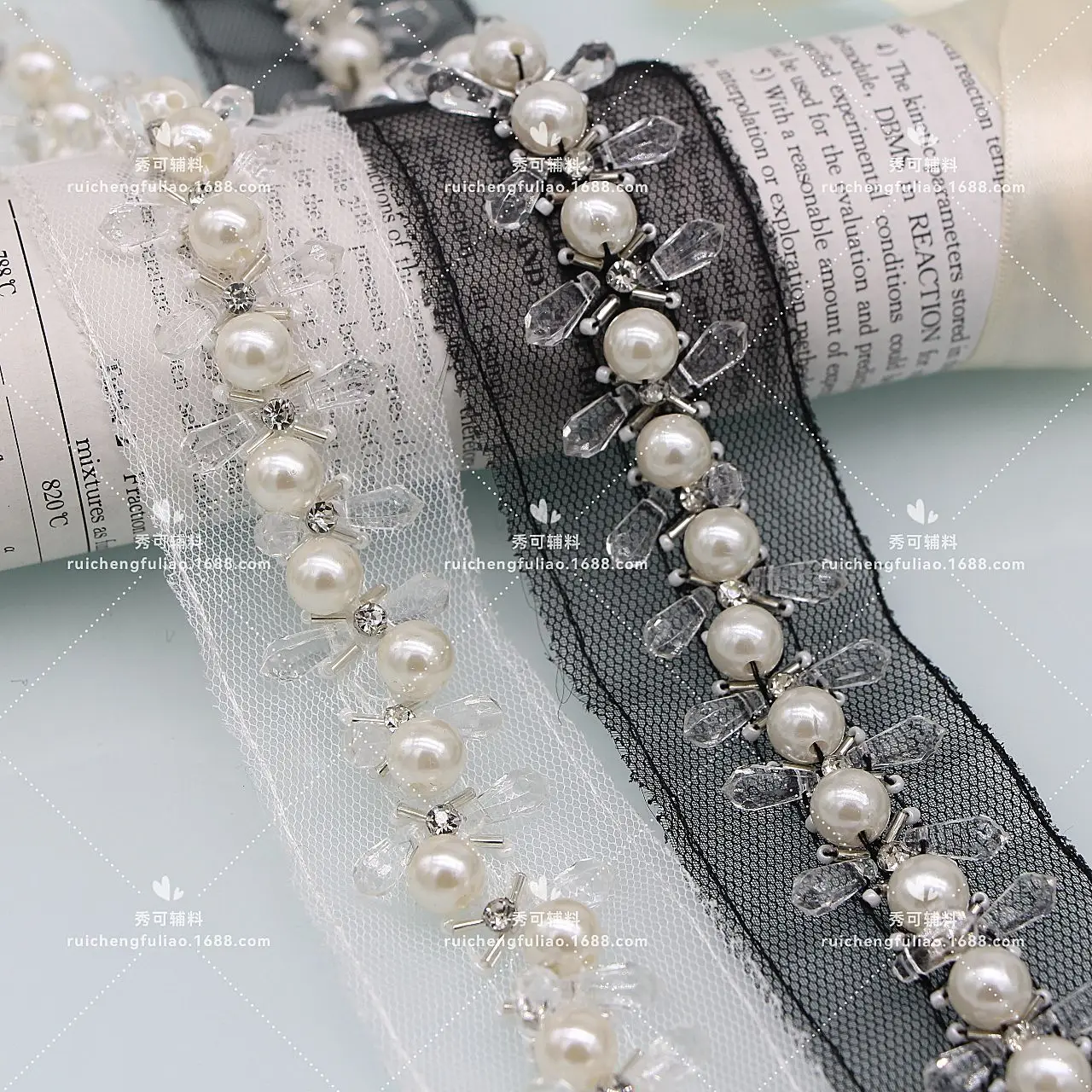 

Сетчатая Пряжа Ручной работы из бисера кружево с бриллиантами и жемчугом кружевная отделка женская одежда волосы свадебное платье аксессуары Оптовая продажа