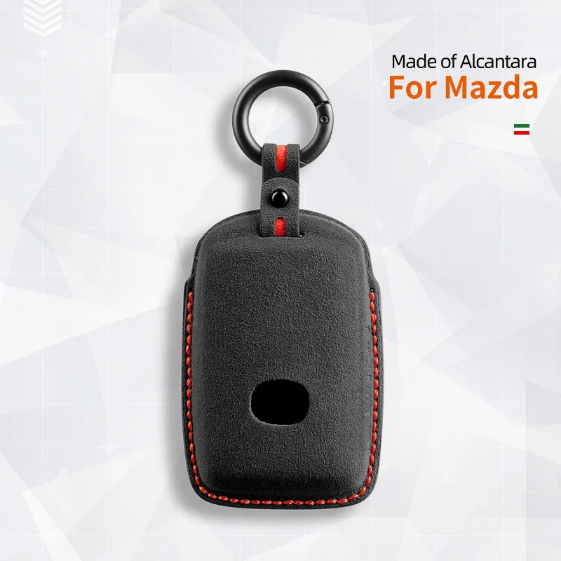 Luxurious Alcantara Suede Car Key Case with Keychain - 4-Button Protector Cover