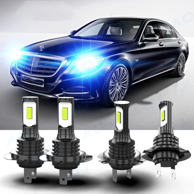 Blue H7 LED Headlight High Low Beam Fog Light Bulbs Combo Kit For Mercedes Single High Beam OR Single Low Beam Fog Light Kit