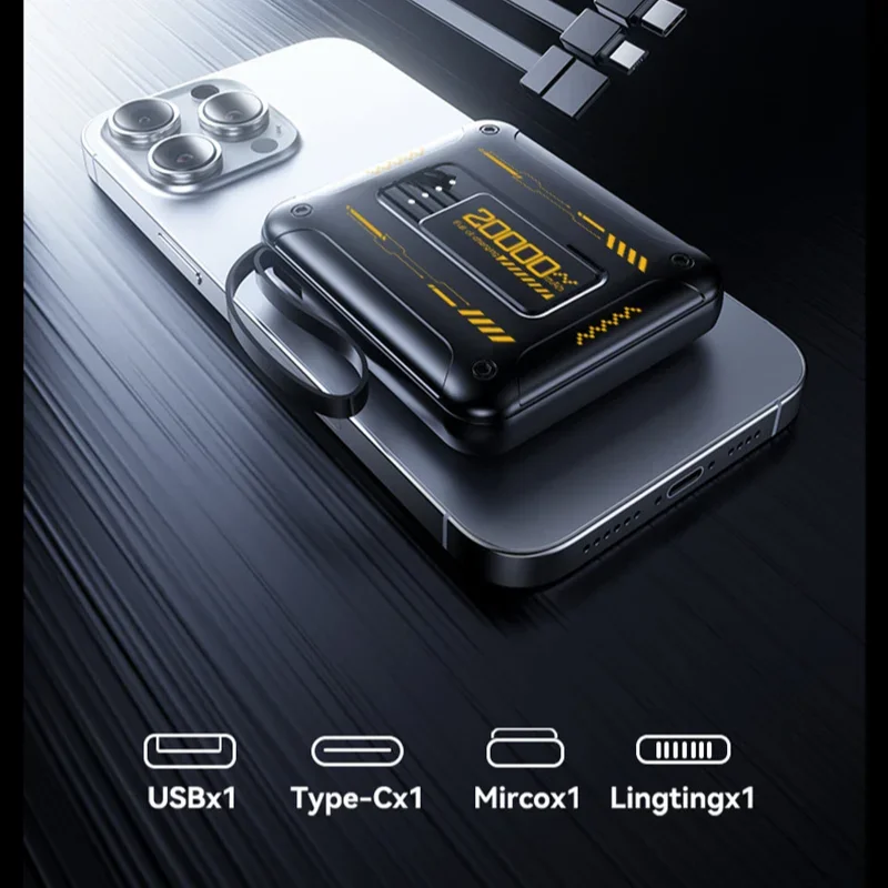 Mini 50000mAh PD22.5W Super Fast Charging Power Bank Large Capacity Comes with Detachable Two-wire Power Bank for IPhone Samsung 3