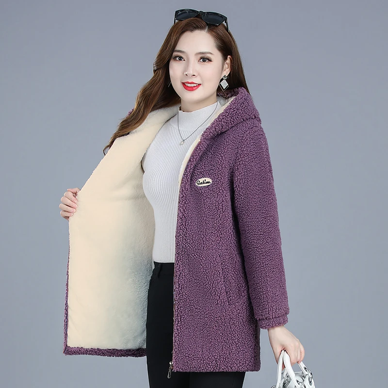 

Winter Woman's Clothes Coats New Middle-Aged Mother Velvet Add Thick Cotton Clothes Imitate Lamb Hair Keep Warm Ladies Jacket