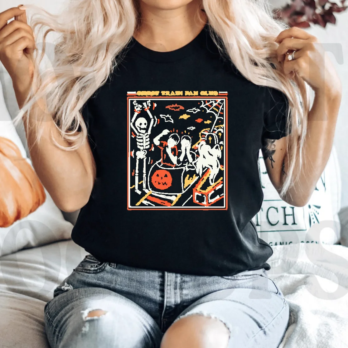 

Женская футболка с принтом в виде тыквы, летняя футболка с коротким рукавом и акварельным принтом в стиле 90-х