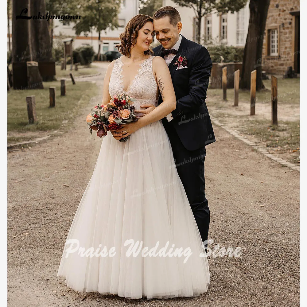 

Lakshmigown кружевное свадебное платье без рукавов в стиле бохо с V-образным вырезом 2024 свадебное платье на заказ