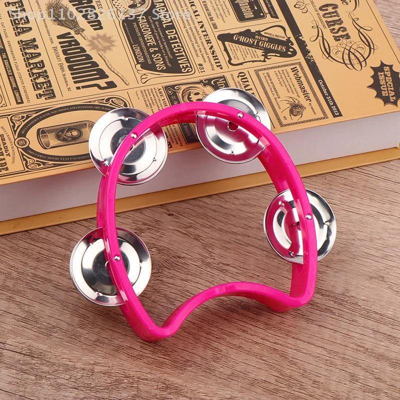 1pcs Early Educational Toy Handbell Tambourine Metal Bells Plastic Rattle Ball Percussion KTV Party Kids Game Musical Instrument