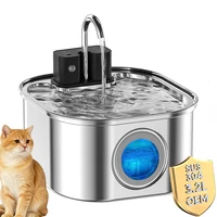 108oz/ 3.2L Wireless Cat Water Fountain Stainless Steel Battery Operated 4000mah Rechargeable & Faucet Pet Water Fountain 1