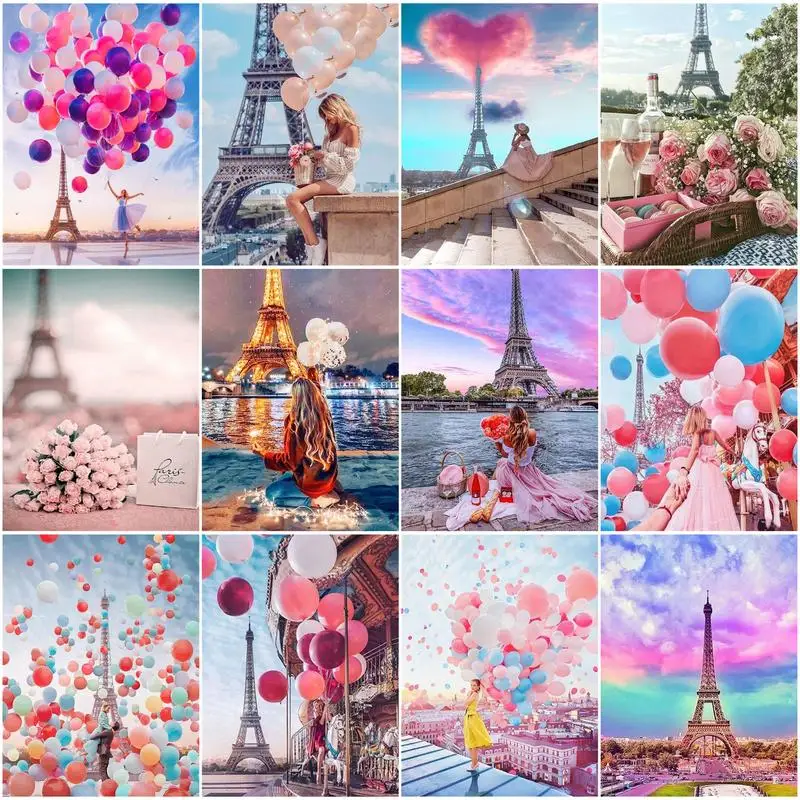 

GATYZTORY 5D Diamond Embroidery Landscape Cross Stitch DIY Diamond Painting Full Square Round Mosaic Tower New Arrival Decor