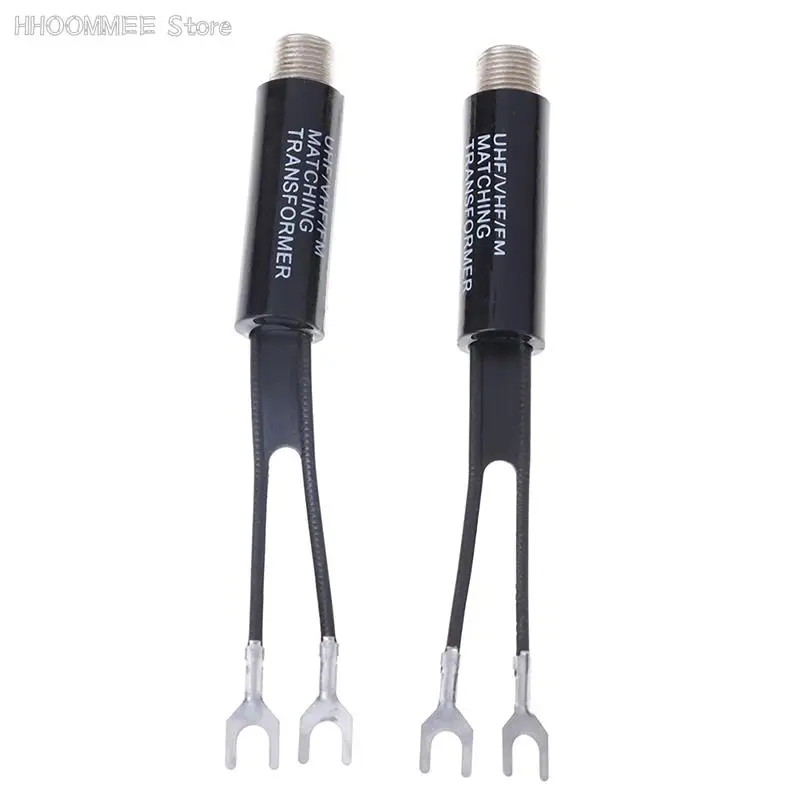 2Pcs Transformer Adapter UHF/VHF/FM/TV F Cable 75-300 Ohm Balun Antenna Matching