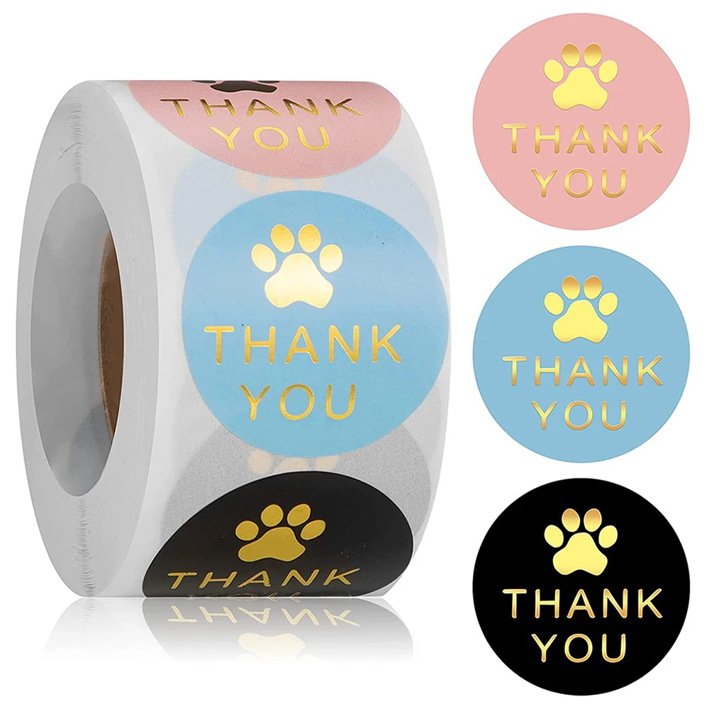 Dog Paw Print Thank You Label Stickers – Perfect for Shipping, Mailing, and Gift Decoration