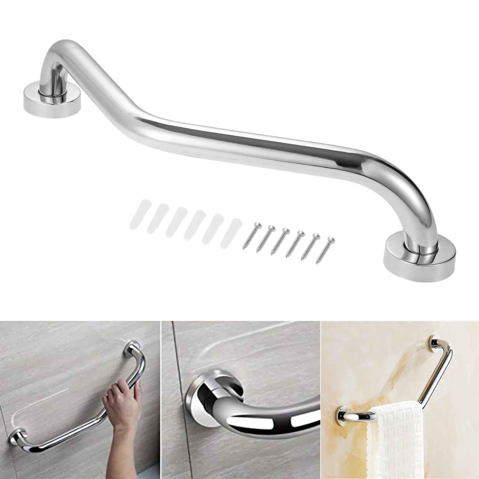 Description Picture 5 of item1Pc Stainless Steel Bathroom Grab Bar Bathroom Handrails Shower Safety Anti Slip Handles Bathroom Accessories Durable Hardware