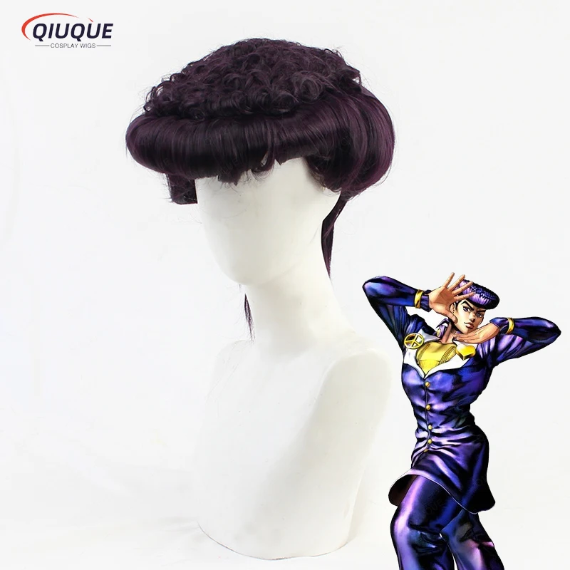 

Парик для косплея аниме Higashikata Josuke, темно-фиолетовый, короткий, термостойкий, синтетические волосы, искусственные волосы + бесплатная шапочка для парика