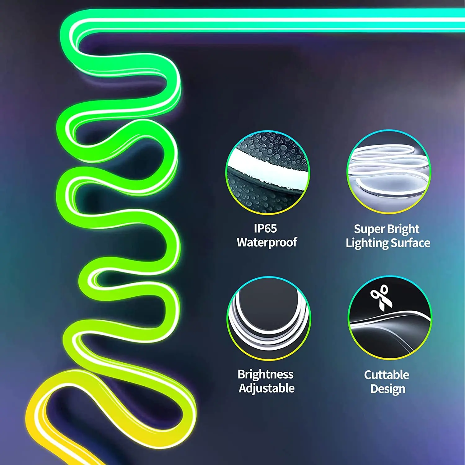 LED Neon Strip Light ,3/5m Smart LED WIFI APP RGB ,16Colors, DIY Light  Waterproof Flexible Light Strip Work With Alexa